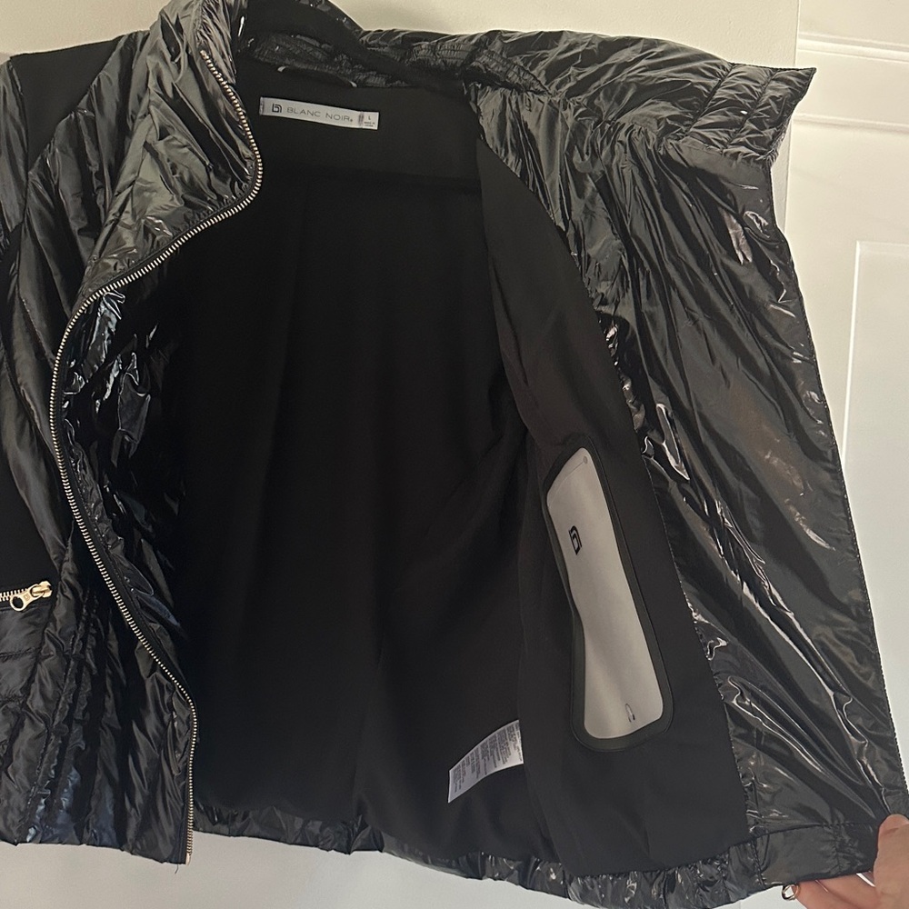 Blanc Noir Motion Panel Shiny Black Puffer Jacket - Large, New with tags - Picture 4 of 6